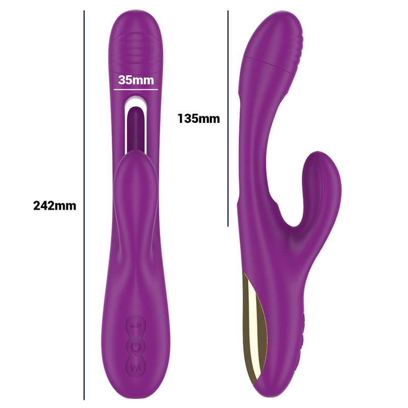INTENSE - APOLO VIBRADOR MULTIFUNCIÓN RECARGABLE 7 VIBRACIONES CON LENGUA OSCILANTE MORADA