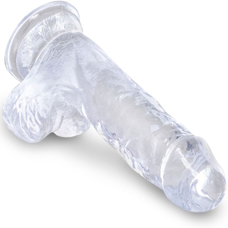 KING COCK - PENE REALISTA CLARO CON BOLAS TRANSPARENTES DE 10,1 CM