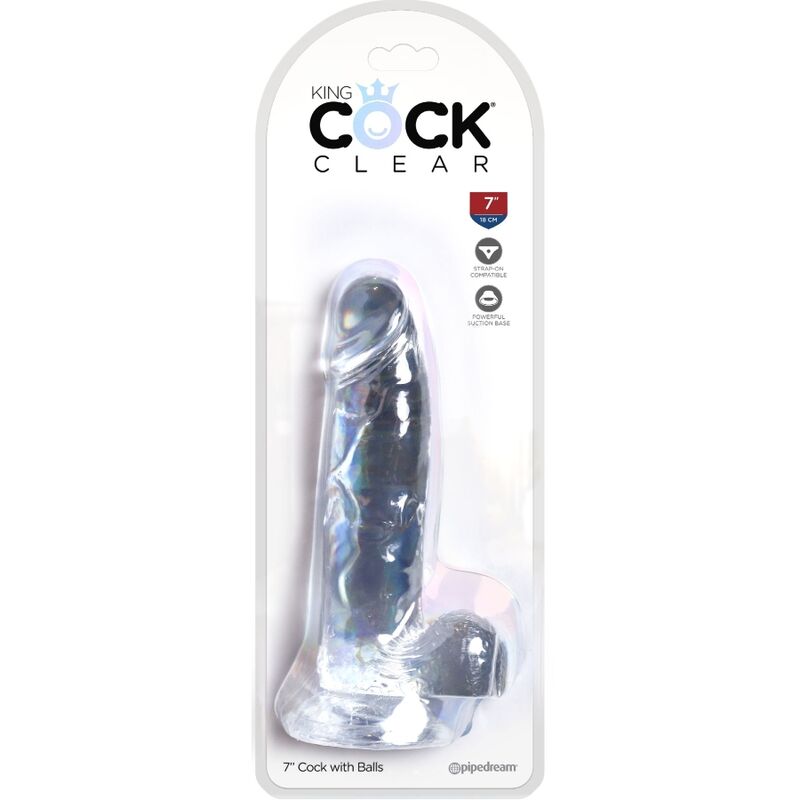 KING COCK - CLEAR REALISTIC PENIS WITH 15.2 CM TRANSPARENT BALLS