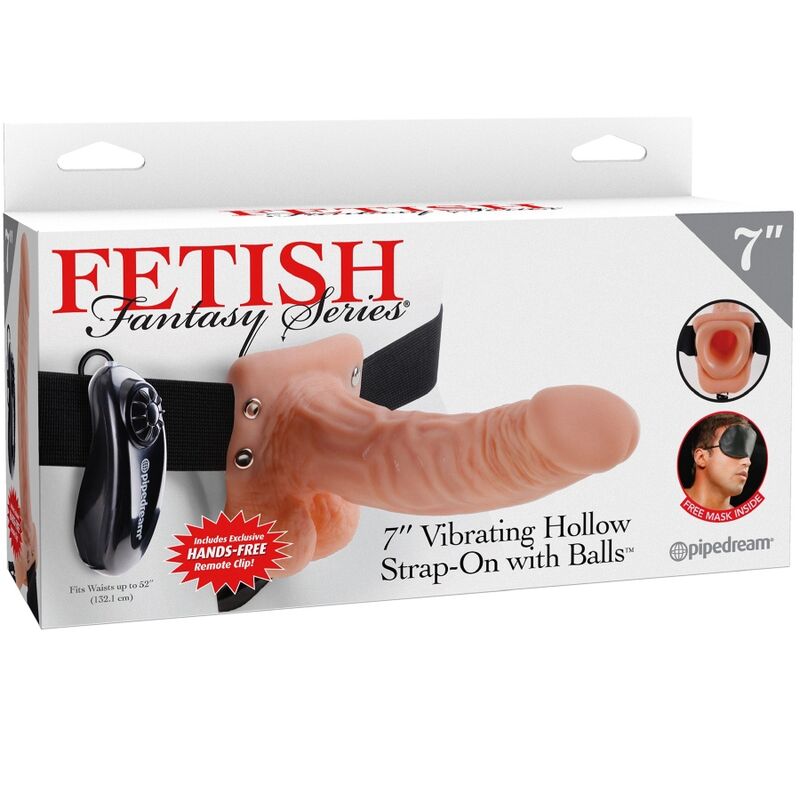SERIE FETISH FANTASY - ARNÉS AJUSTABLE CON CONTROL REMOTO PENE REALISTA CON TESTICULOS 17,8 CM