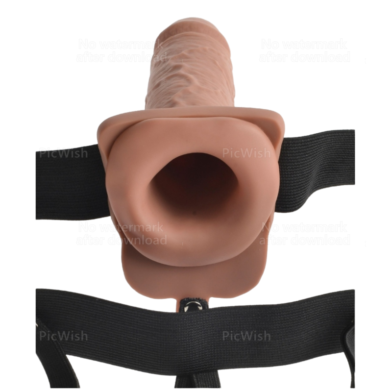 SERIE FETISH FANTASY - ARNÉS AJUSTABLE PENE REALISTA CON BOLAS RECARGABLES Y VIBRADOR DE 17,8 CM