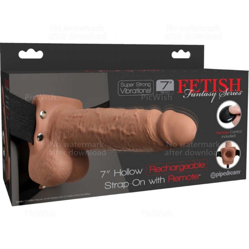 SERIE FETISH FANTASY - ARNÉS AJUSTABLE PENE REALISTA CON BOLAS RECARGABLES Y VIBRADOR DE 17,8 CM