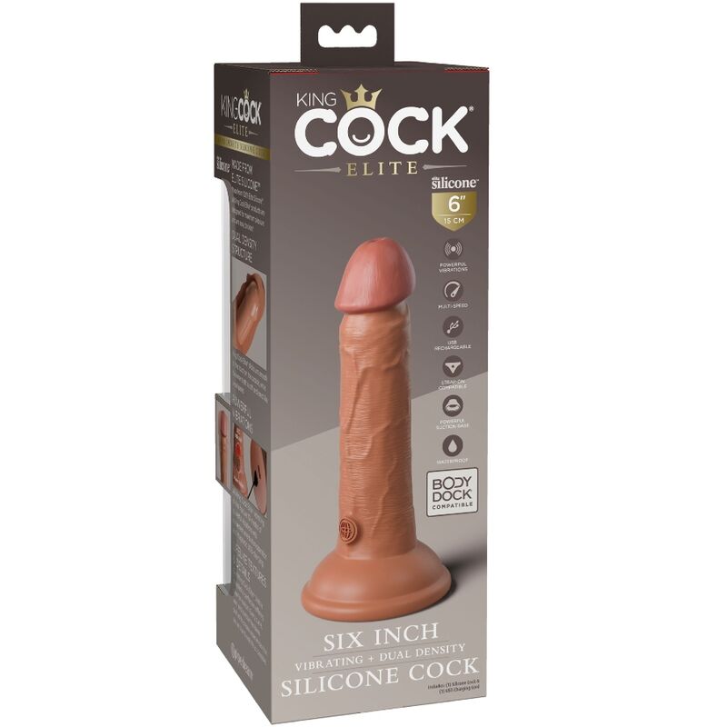 KING COCK - VIBRADOR ELITE REALISTA DE SILICONA 15,2 CM CARAMELO