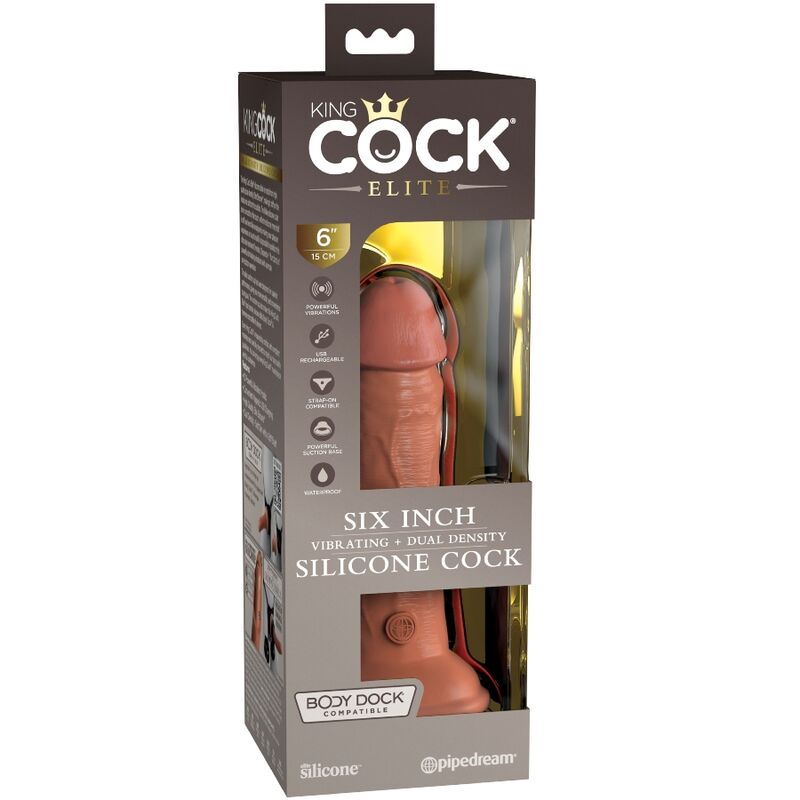 KING COCK - VIBRADOR ELITE REALISTA DE SILICONA 15,2 CM CARAMELO