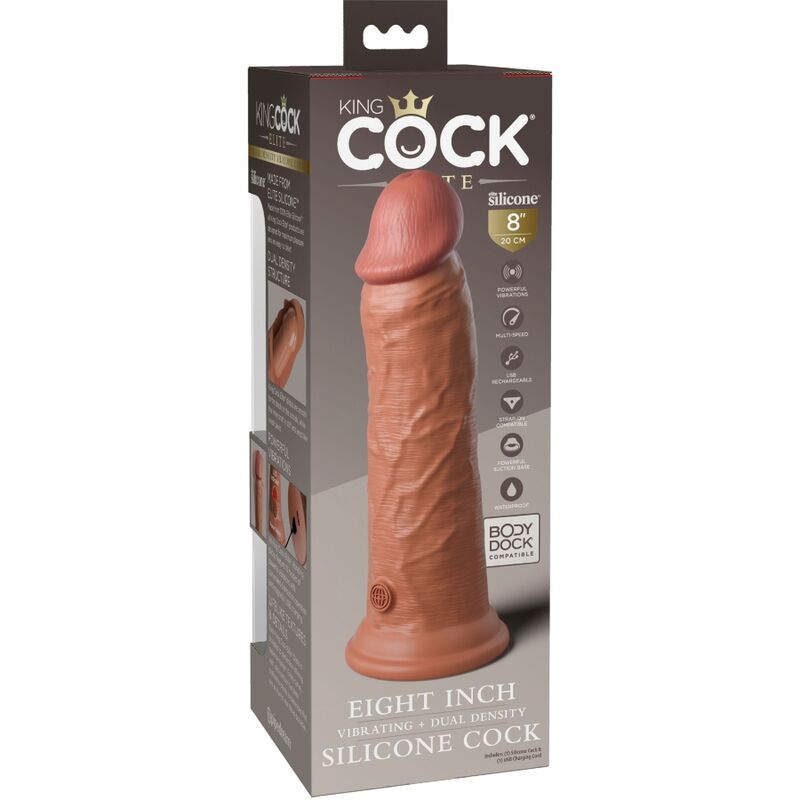KING COCK - VIBRADOR ELITE REALISTA DE SILICONA 20,3 CM CARAMELO