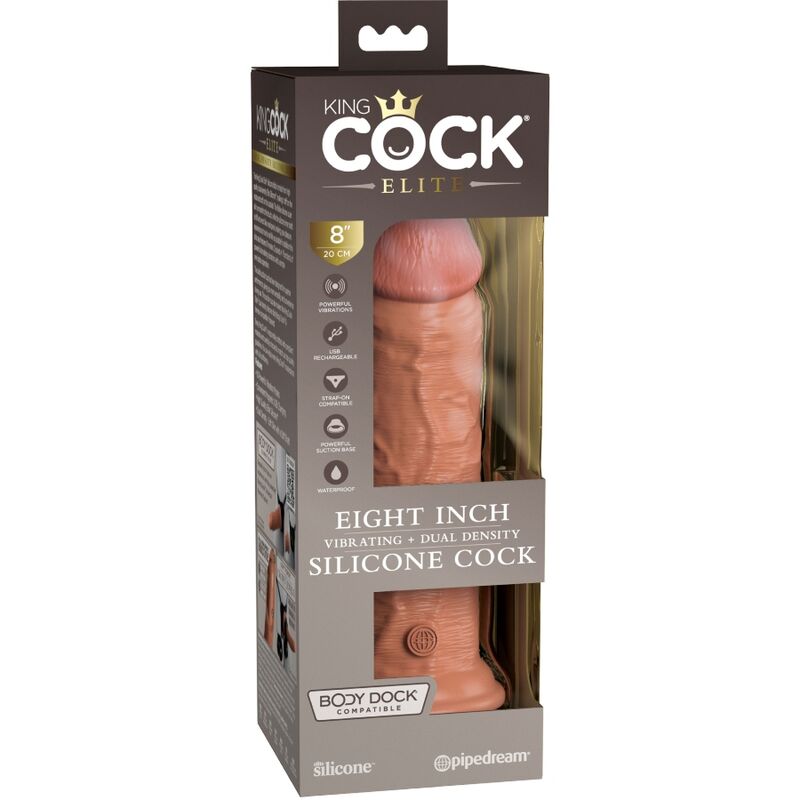 KING COCK - VIBRADOR ELITE REALISTA DE SILICONA 20,3 CM CARAMELO
