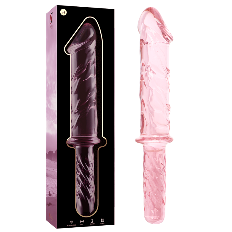 NEBULA SERIES BY IBIZA - MODEL 24 TRANSPARENT BOROSILICATE GLASS DILDO 28.5 CM -O- 5 CM
