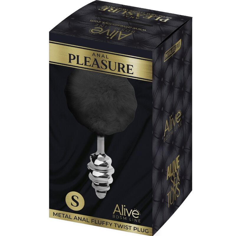 ALIVE - PLUG DE PLACER ANAL ESPIRAL DE METAL NEGRO ESPIRAL TAMAÑO S