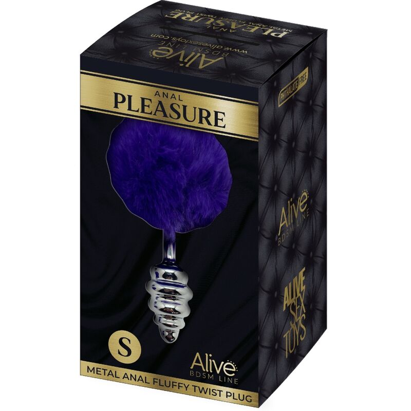 ALIVE - PLUG DE PLACER ANAL DE METAL ESPIRAL ESPUMOSO VIOLETA OSCURO TALLA S
