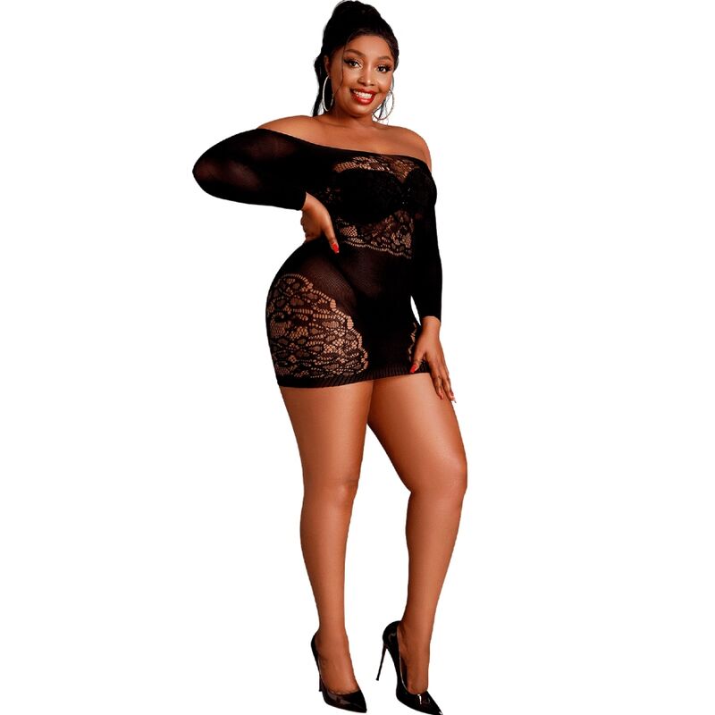 MOONLIGHT - VESTIDO MANGA LARGA TALLA GRANDE NEGRO MODELO 7