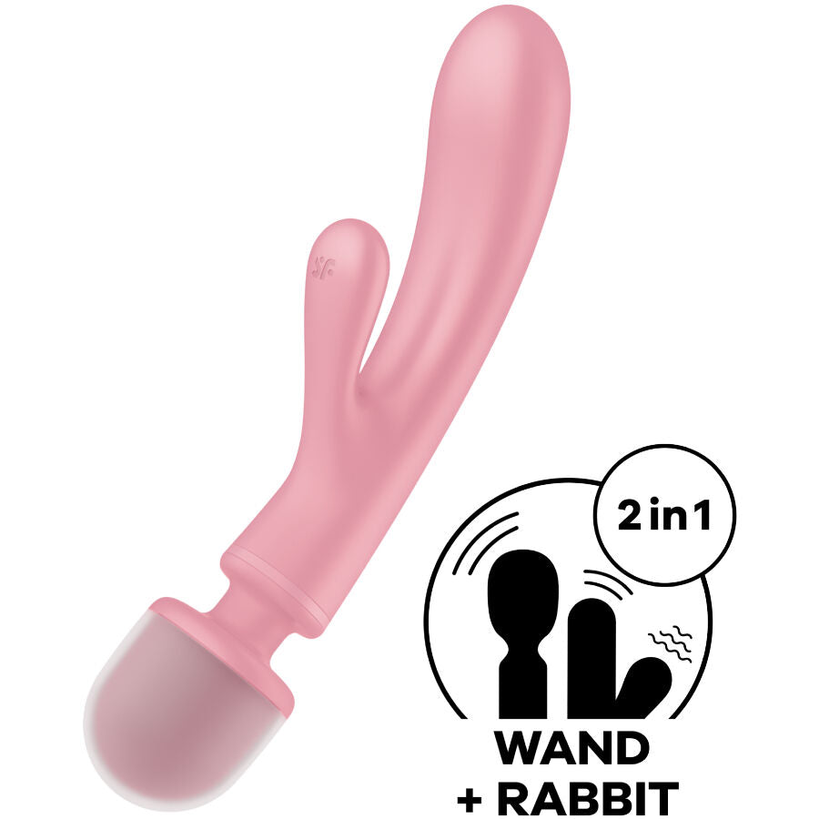SATISFYER - TRIPLE LOVER RABBIT VIBRADOR MASAJEADOR ROSA