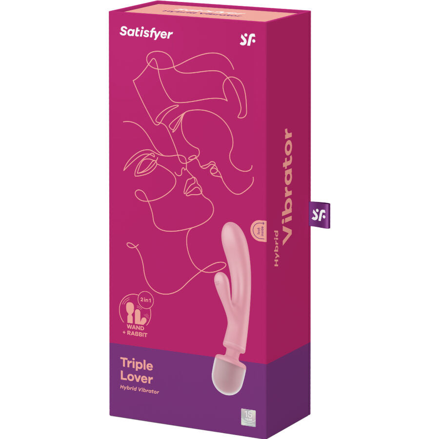 SATISFYER - TRIPLE LOVER RABBIT VIBRADOR MASAJEADOR ROSA