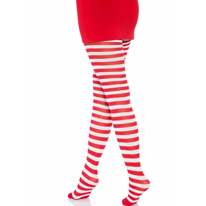 LEG AVENUE - PANTALONES DE RAYAS BLANCAS Y ROJAS