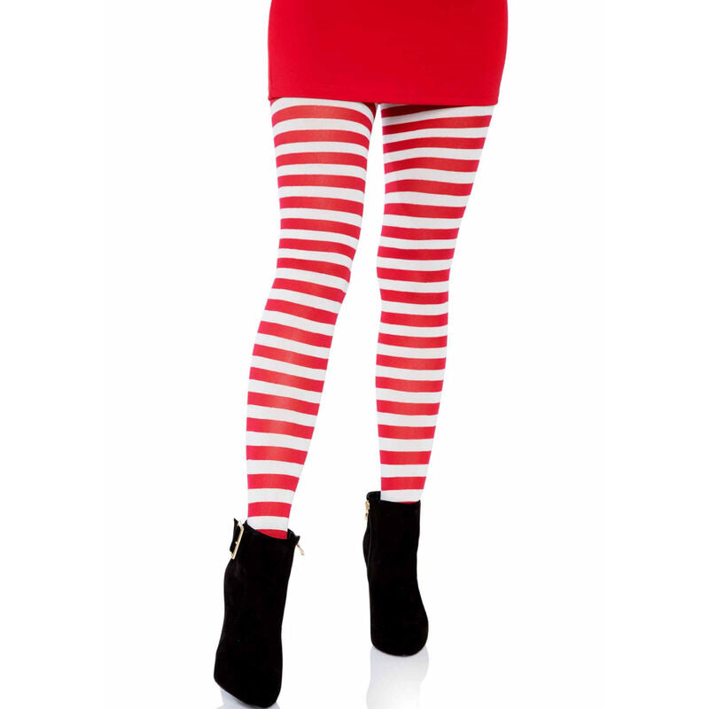 LEG AVENUE - PANTALONES DE RAYAS BLANCAS Y ROJAS