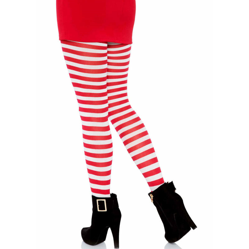 LEG AVENUE - PANTALONES DE RAYAS BLANCAS Y ROJAS