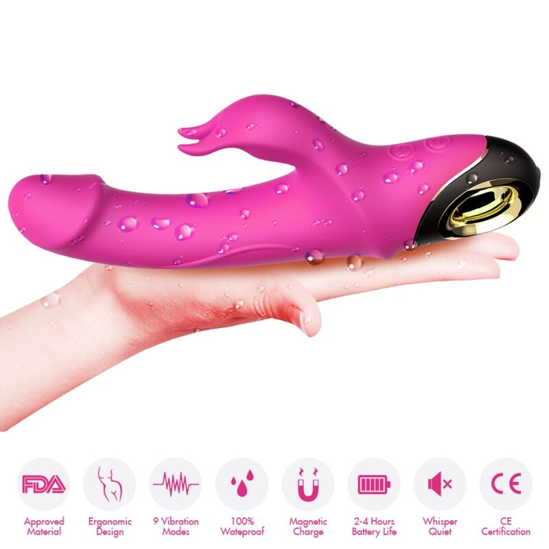 ARMONY - CONEJO DILDO VIBRADOR MEDIDOR ROTADOR FUCSIA