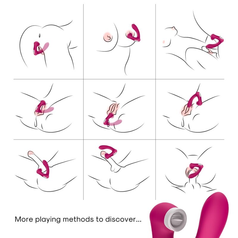 ARMONY - VIBRADOR PARA LAMER EL CLÍTORIS SECRETKISS Y VIBRADOR CURVO FUCSIA