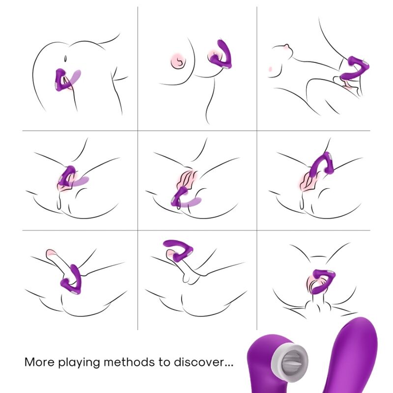 ARMONY - SECRETKISS VIBRADOR CURVO Y VIBRADOR PARA LAMER EL CLÍTORIS MORADO