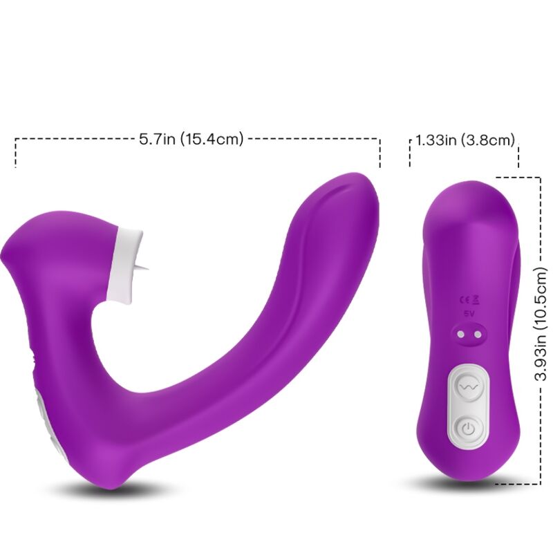 ARMONY - SECRETKISS VIBRADOR CURVO Y VIBRADOR PARA LAMER EL CLÍTORIS MORADO