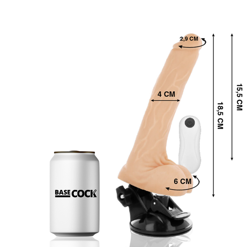 BASECOCK - VIBRADOR ARTICULABLE CONTROL REMOTO NEGRO 18,5 CM -O- 4 CM