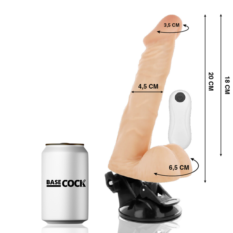 BASECOCK - VIBRADOR ARTICULABLE CON CONTROL REMOTO NATURAL 20 CM -O- 4,5 CM