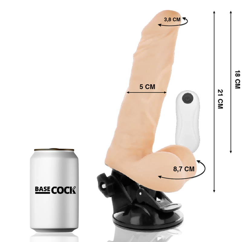 BASECOCK - VIBRADOR ARTICULABLE CON CONTROL REMOTO NATURAL 21 CM -O- 5 CM