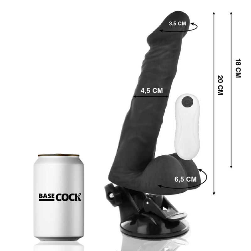 BASECOCK - VIBRADOR ARTICULABLE CON CONTROL REMOTO NATURAL 20 CM -O- 4,5 CM