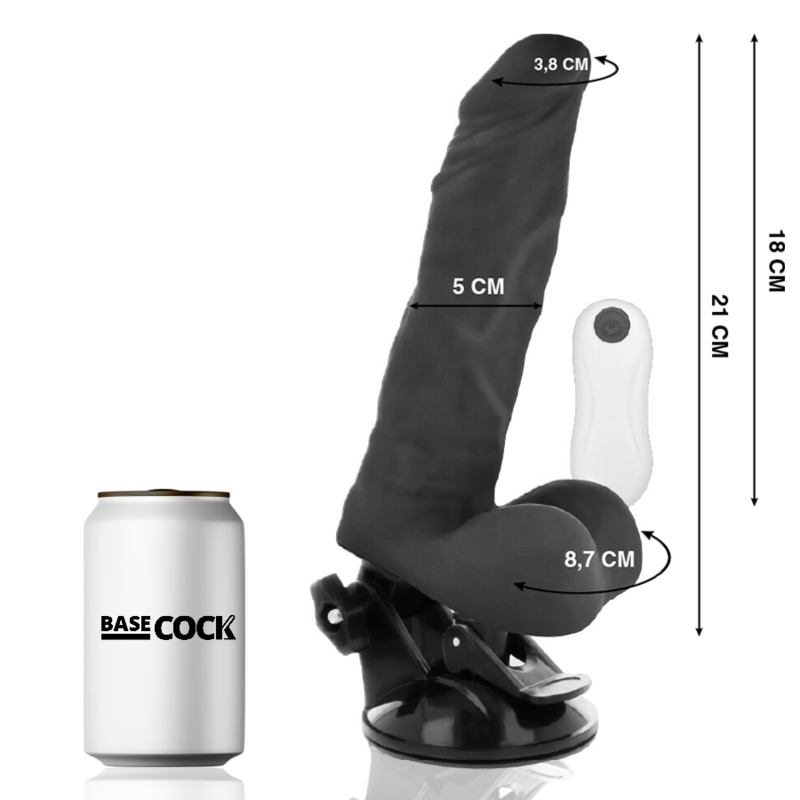 BASECOCK - VIBRADOR ARTICULABLE CON CONTROL REMOTO NATURAL 21 CM -O- 5 CM