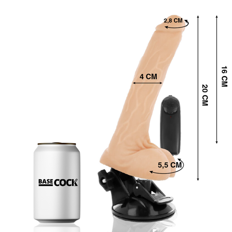 BASECOCK - VIBRADOR CONTROL REMOTO NATURAL REALISTA CON TESTICULOS 20 CM -O- 4 CM