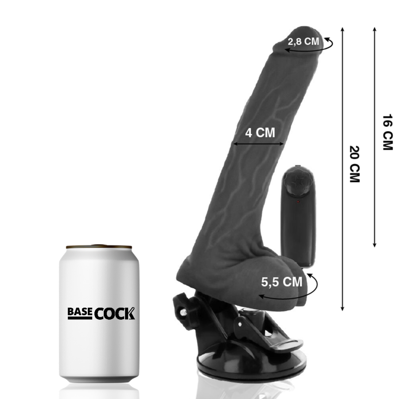 BASECOCK - VIBRADOR CONTROL REMOTO NATURAL REALISTA CON TESTICULOS 20 CM -O- 4 CM