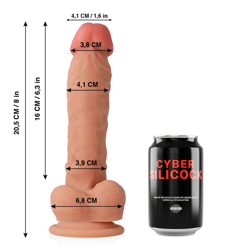 CYBER SILICOCK - PENE DE SILICONA LÍQUIDA SUAVE ULTRA REALISTA 20,5 CM -O- 4,1 CM
