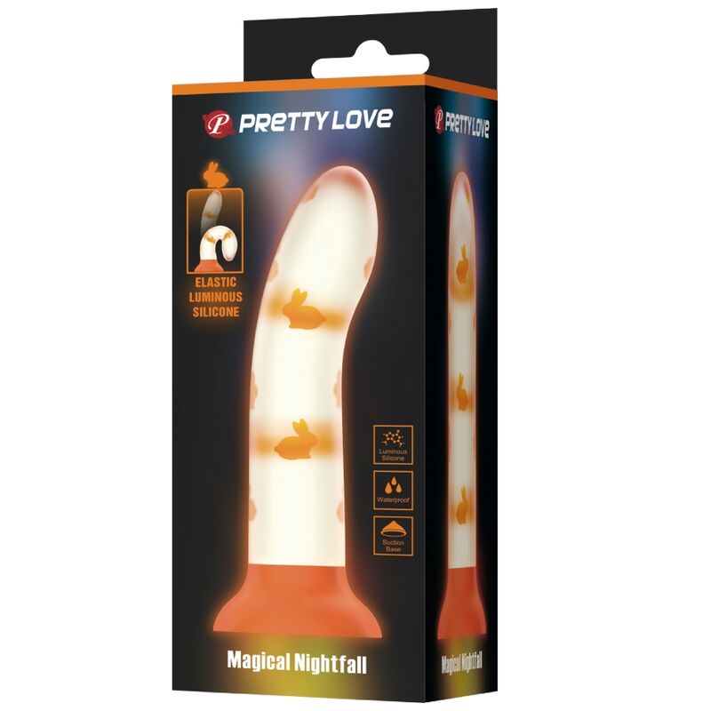 PRETTY LOVE - DILDO MÁGICO NIGHTFALL SIN VIBRACIÓN, NARANJA LUMINOSO