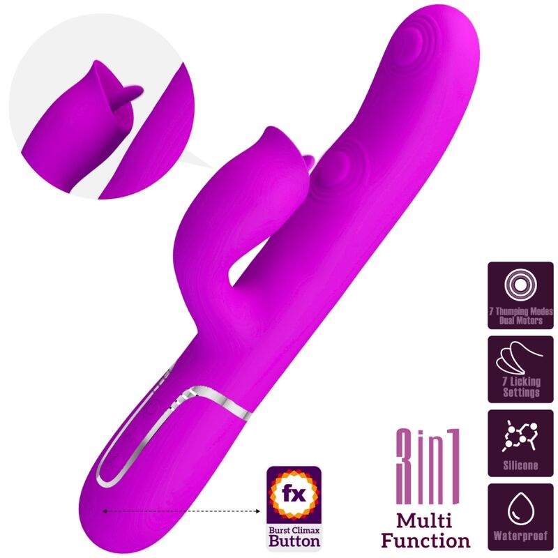 PRETTY LOVE - VIBRADOR CONEJO PARA LAMER FUCSIA