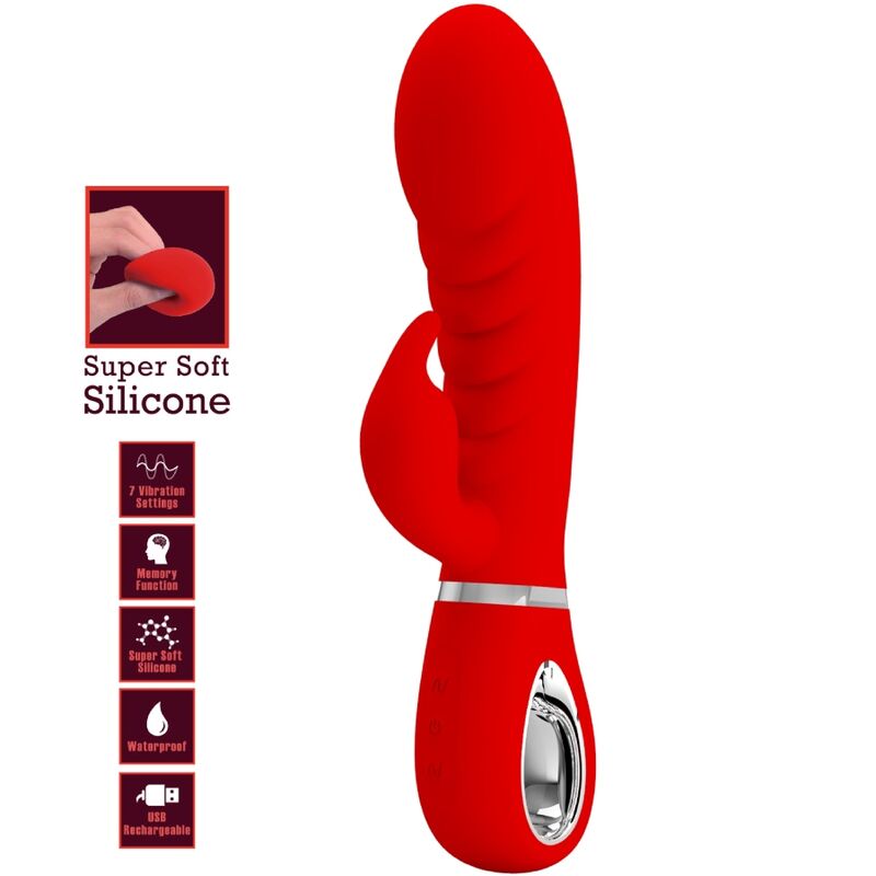 PRETTY LOVE - VIBRADOR MULTIFUNCIÓN PUNTO G ROJO PRESCOTT