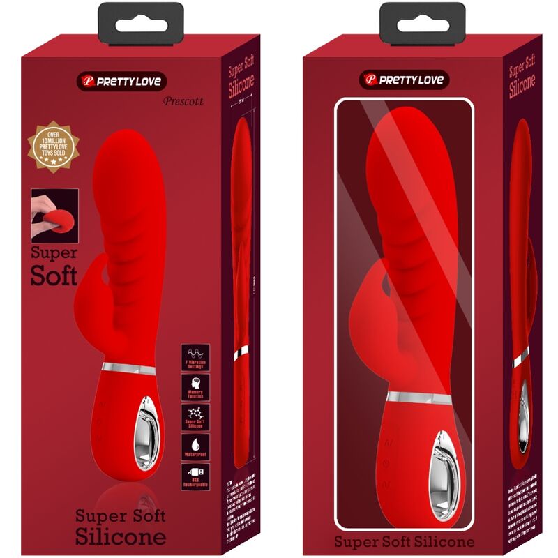 PRETTY LOVE - VIBRADOR MULTIFUNCIÓN PUNTO G ROJO PRESCOTT