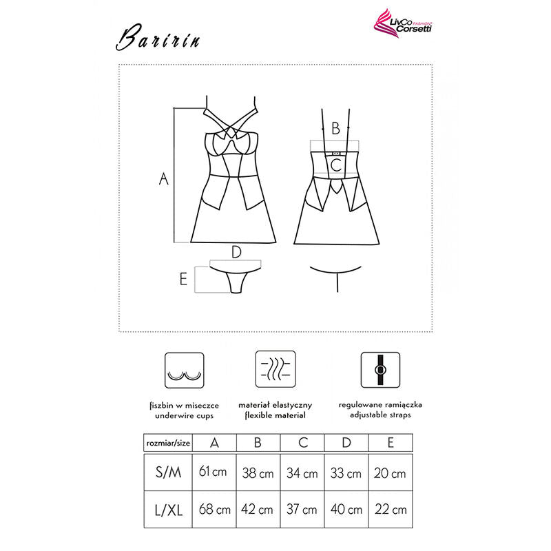 LIVCO CORSETTI FASHION - CAMISA BARIRIN LC 90633 + BRAGUITA NEGRA L/XL