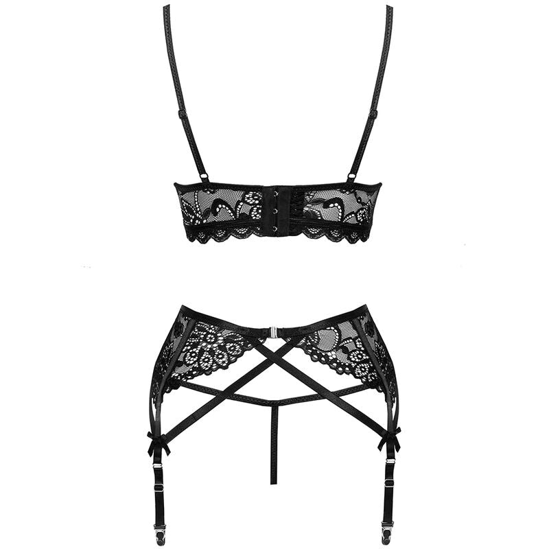 LIVCO CORSETTI FASHION - MORIDAM LC 90552 SUJETADOR + LIGUERO + BRAGUITA NEGRA