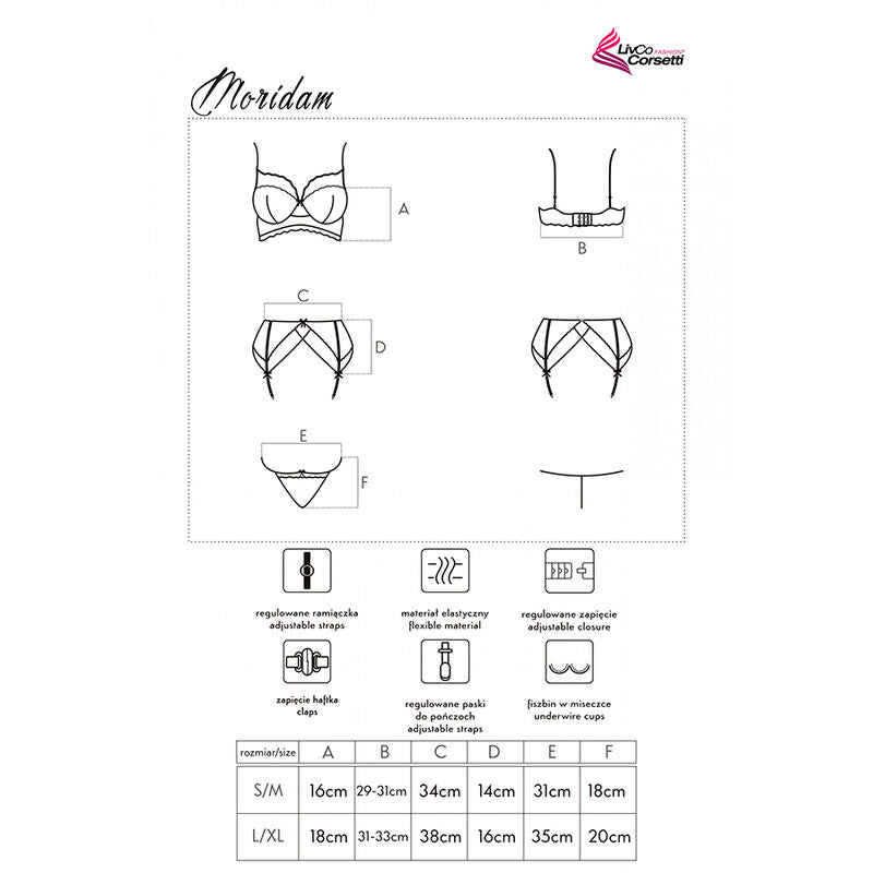 LIVCO CORSETTI FASHION - MORIDAM LC 90552 SUJETADOR + LIGUERO + BRAGUITA NEGRA