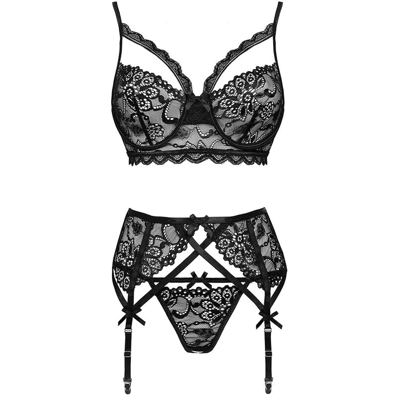 LIVCO CORSETTI FASHION - MORIDAM LC 90552 SUJETADOR + LIGUERO + BRAGUITA NEGRA