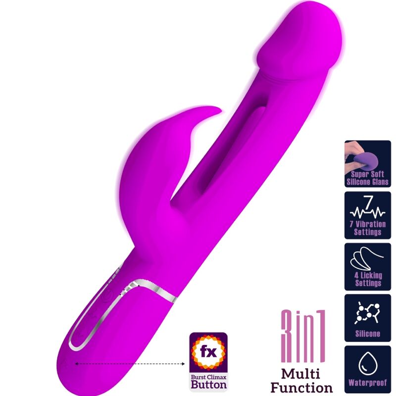 PRETTY LOVE - DEJON RABBIT VIBRATOR 3 IN 1 MULTIFUNCTION FUCHSIA