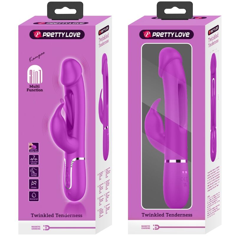 PRETTY LOVE - DEJON RABBIT VIBRATOR 3 IN 1 MULTIFUNCTION FUCHSIA