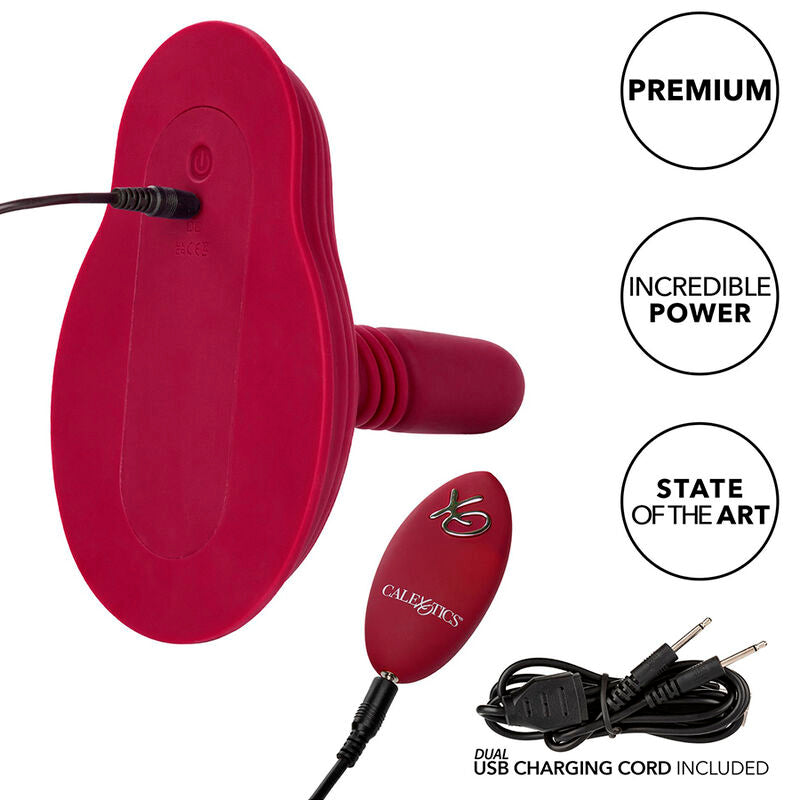 CALEXOTICS - MASAJEADOR DE MONTURA CON MOTOR DUAL Y CONTROL REMOTO ROJO