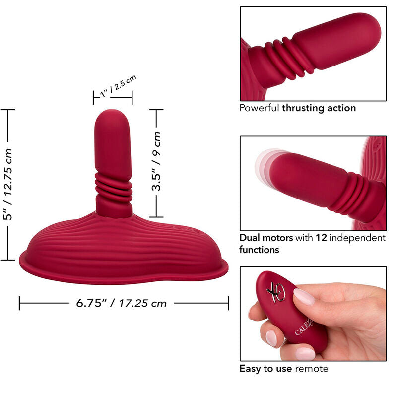 CALEXOTICS - MASAJEADOR DE MONTURA CON MOTOR DUAL Y CONTROL REMOTO ROJO