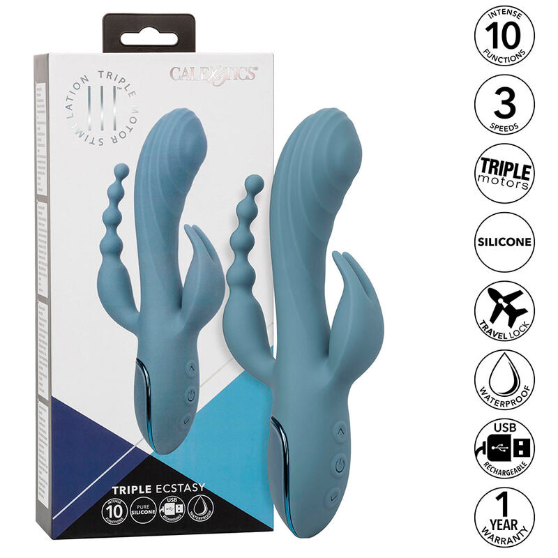 CALEXOTICS - VIBRADOR TRIPLE ECSTASY GRIS