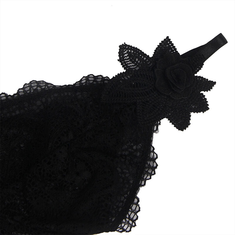 SUBBLIME - BABYDOLL EN TEJIDO DE TUL CON ENCAJE Y DETALLE DE FLORES NEGRO S/M