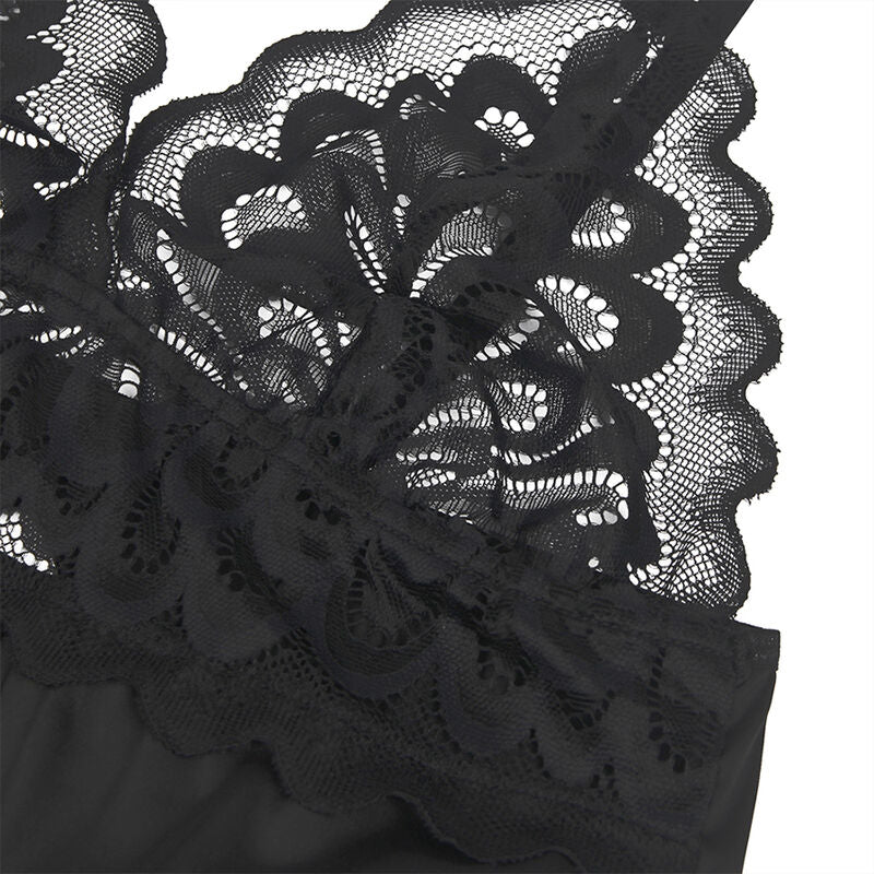 SUBBLIME - BABYDOLL CON PECHO ESTAMPADO FLORAL NEGRO S/M