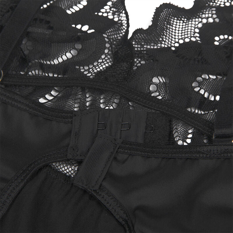 SUBBLIME - BABYDOLL CON PECHO ESTAMPADO FLORAL NEGRO S/M