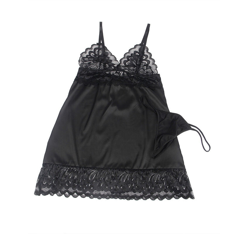 SUBBLIME - BABYDOLL CON PECHO ESTAMPADO FLORAL NEGRO S/M