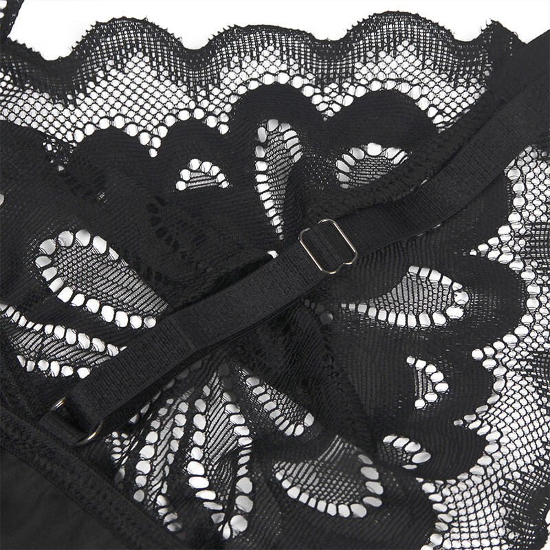 SUBBLIME - BABYDOLL CON PECHO ESTAMPADO FLORAL NEGRO S/M