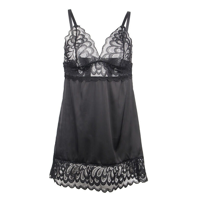 SUBBLIME - BABYDOLL CON PECHO ESTAMPADO FLORAL NEGRO S/M
